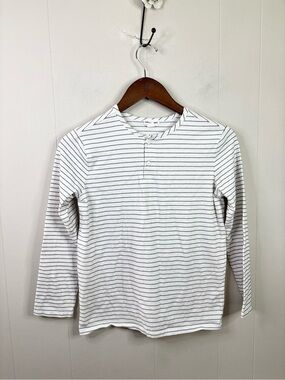 Miles The Label stripe white long sleeve Henley cotton stretch tee shirt 12